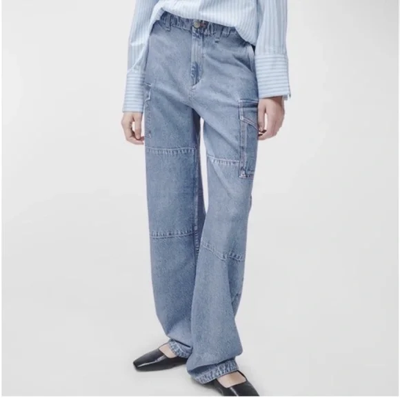 RAG & BONE Miramar Nora Cargo Pants Sweatpant Jeans Celeste Size 25 - Picture 1 of 9